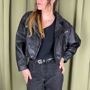 Vintage Cropped Leather Jacket